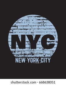 Quote typographical background about New York  in minimalistic style with grunge texture. Template for card poster banner print for t-shirt.