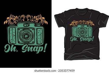 Quote typographical background about photography with illustration of camera in hand drawn sketch style. Template for card poster and banner in vintage style. Vintage texture.