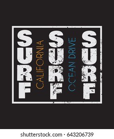  Quote typographical background  about surfing.   Template for card, poster, postcard, banner, print for t-shirt.