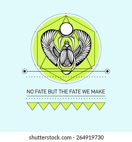 Quote Typographical  Background with scarab beetle. For t-shirt or other uses