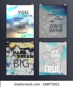 Quote Typographical galaxy Background, retro design. Hipster creative poster