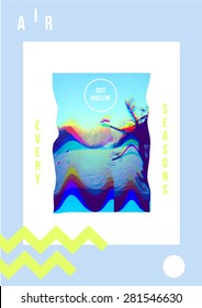 Cita el afiche tipográfico "Sólo respira". Cartel de presupuesto en formato A4 / A3 mínimo diseño abstracto con textura geométrica. 