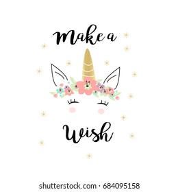 Quote unicorn card/ background in vector