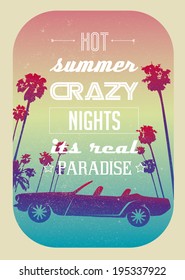 Quote vacational background, cabriolet and palm