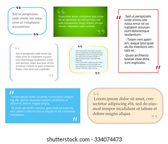 Quote vector colored templates collection - quote bubble, rectangle and square.