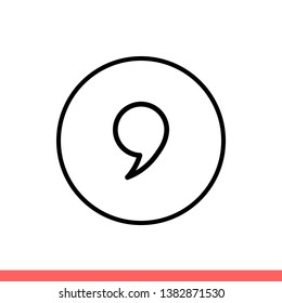 Quote vector icon, citation symbol. Simple, flat design for web or mobile app