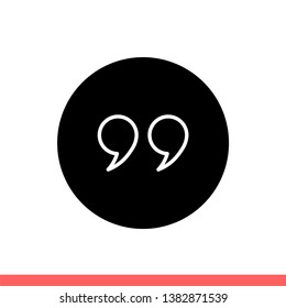 Quote vector icon, citation symbol. Simple, flat design for web or mobile app
