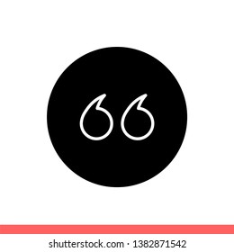 Quote vector icon, citation symbol. Simple, flat design for web or mobile app