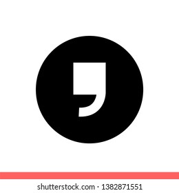 Quote vector icon, citation symbol. Simple, flat design for web or mobile app