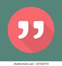 Quote vector icon isolated on colorful background. Red on green
