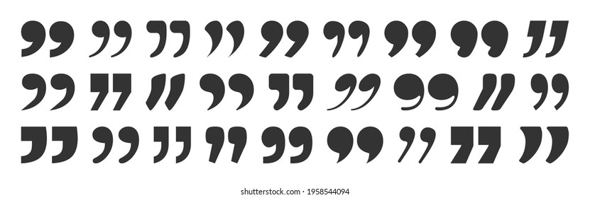 Quote vector mark, black sign comma isolated on white background. Graphic illustration