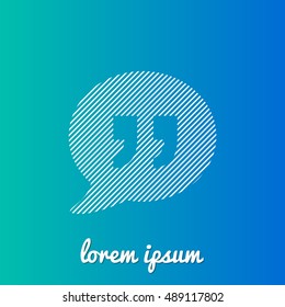 Quote White stroke fill with blue & green gradient background Icon / Logo Design