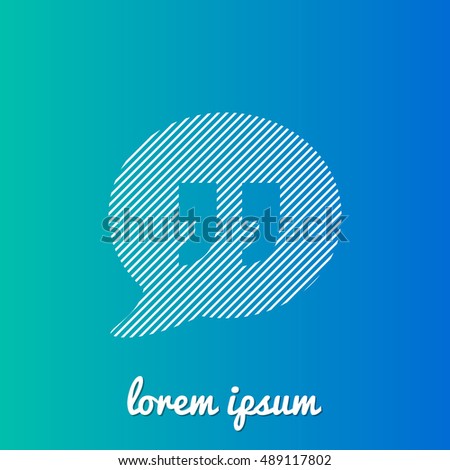 Quote White stroke fill with blue & green gradient background Icon / Logo Design