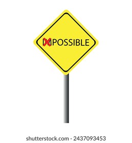 Quote yellow road sing with opposite word on cloudy background