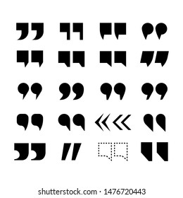 Quotemark vector set. Quotes marks speech punctuation excerpt, punctuation double comma. Quotation remark button set