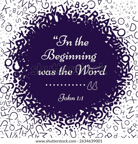 Quotes bible. In the beginning was the word. Vector illustration