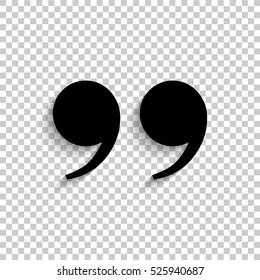 quotes - black vector  icon with shadow