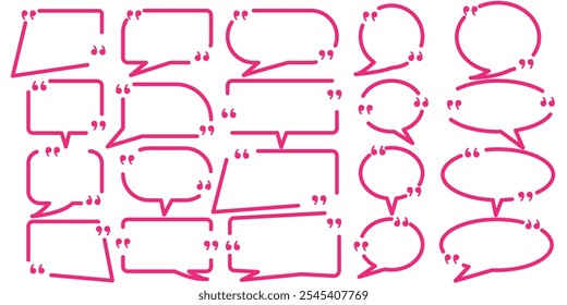 quotes box frame collection, quotes box icon, quotes text in speech bubble, speech bubble boxes with quotation mark illustration