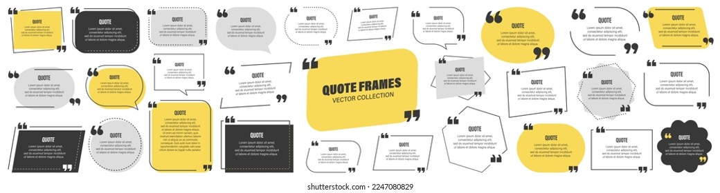 Quotes box frame set. Text fields for quotes.