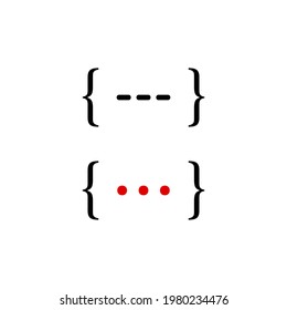 Quotes and brackets icon, denote text. Vector illustration.