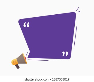 Quotes bubble template with blank empty copy space with quotation marks text vector flat cartoon, citation frame box element isolated 
