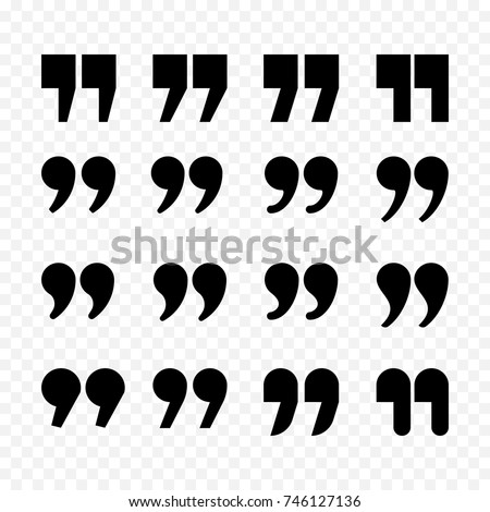 Quotes or citation comma sign or quote mark icons. Vector isolated black flat quotes symbols for discussion chat or conversation blockquote