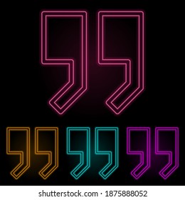 quotes color neon set. Simple thin line, outline vector of web icons for ui and ux, website or mobile application