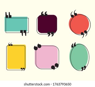 Zitate Kommunikationsblasen-Design, Gesprächsgespräche und Chat-Thema Vektorgrafik