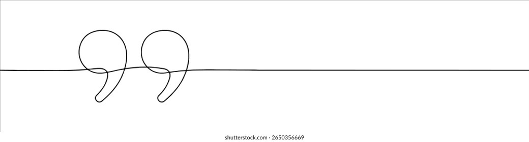 Quotes continuous one line drawing. Quotation marks symbol. Vector illustration.