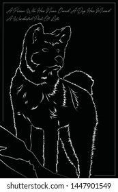Quotes Dog, Design Vector Line Art Black White