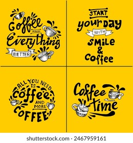 Quotes doodle of Coffee, sketch vector