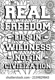 Quotes Enjoy every moment. Black and white lettering illustration. Coloring book. T-skirt, poster, banner, motivation.