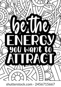 Quotes Flower Coloring Page Beautiful black and white illustration for adult coloring book
