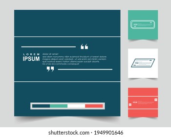 Quotes frame blank templates set, Text in brackets, citation empty speech bubbles. Text bos isolated on color background.