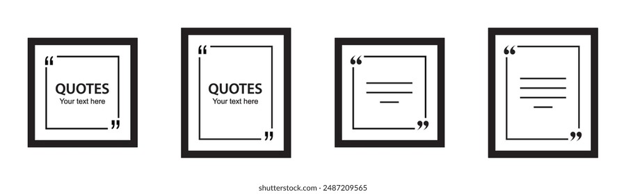 Quotes frame icon. Figurative text frame icon, vector illustration