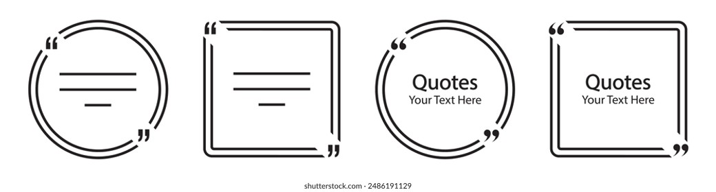 Quotes frame icon. Text frame icon, vector illustration