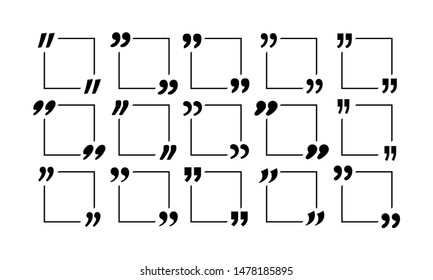 quotes frames icon with different quote styles. black quotes vector icon. Eps10