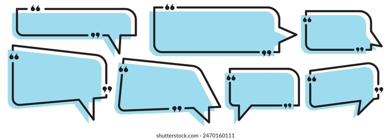 Quotes frames. Quotes frames set.  Quotation box frames with borders design for comment, title, citation, chat, blog, note, mark and info. Text border collection. 11:11