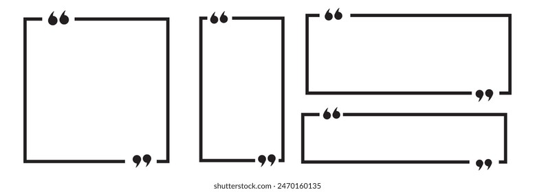 Quotes frames. Quotes frames set.  Quotation box frames with borders design for comment, title, citation, chat, blog, note, mark and info. Text border collection. 11:11