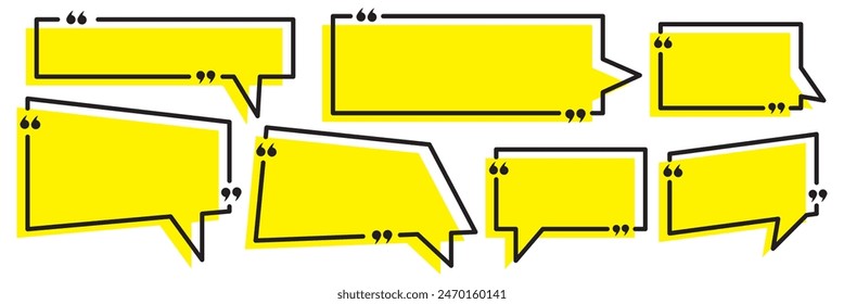 Quotes frames. Quotes frames set.  Quotation box frames with borders design for comment, title, citation, chat, blog, note, mark and info. Text border collection. 11:11