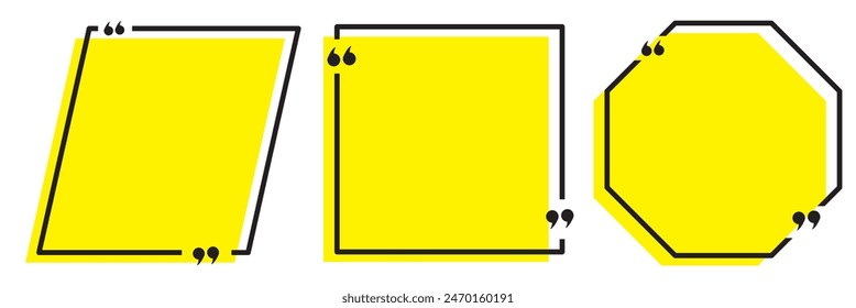 Quotes frames. Quotes frames set.  Quotation box frames with borders design for comment, title, citation, chat, blog, note, mark and info. Text border collection. 11:11