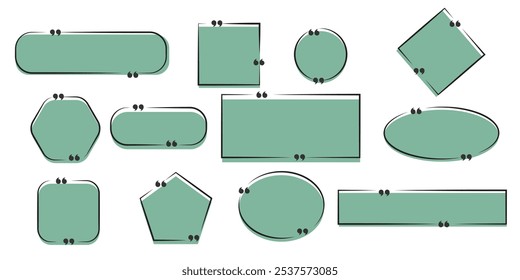 Quadros de aspas. Quadros de aspas definidos. Quadros de caixa de citação com design de bordas para comentário, título, citação, bate-papo, blog, nota, marca e informações. Coleção de borda de texto. eps 10