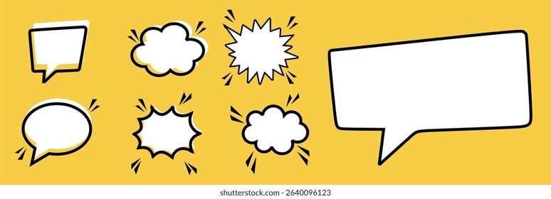Quotes frames. Quotes frames set. Quotation box frames with borders design for comment, title, citation, chat, blog, note, mark and info. Text border collection.