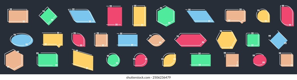 Quotes frames template. Quote frames. Quotes vector icons. Modern design speech box for text. Vector illustration