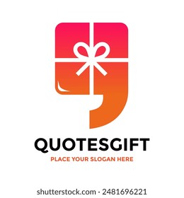 Quotes gift vector logo template. This design use quotation mark symbil. Suitable for gift.