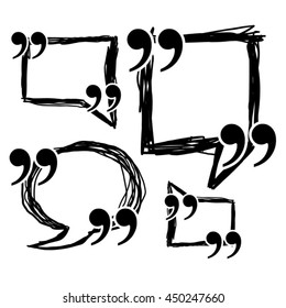 Quotes Hand Drawn Speech Bubble Set Vector Illustration 
