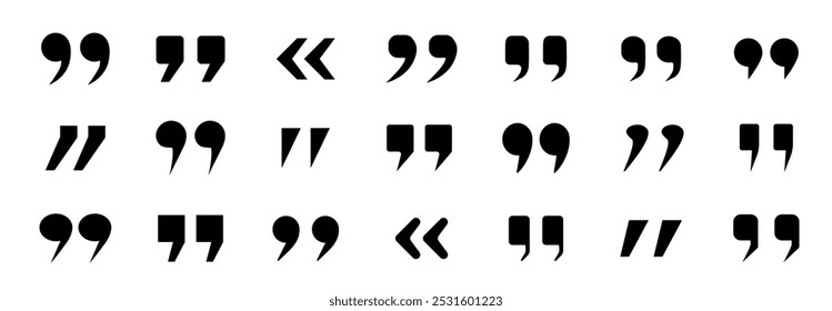 Quotes icon. Quote mark icon set for conversation or definition. Quote speech symbol vector illustration.