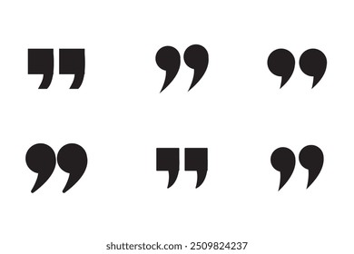 Quotes icon set. Quotation mark black isolated symbols. EPS10