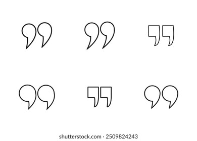 Quotes icon set. Quotation mark black isolated symbols. EPS10