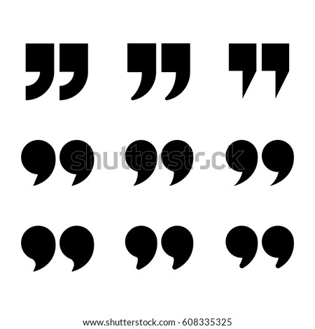 Quotes icon set. Quotation mark black isolated symbols, vector illustration.